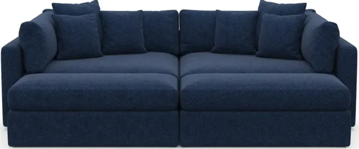 Haven 2-Piece Media Sofa and 2 Ottomans - Oslo Navy