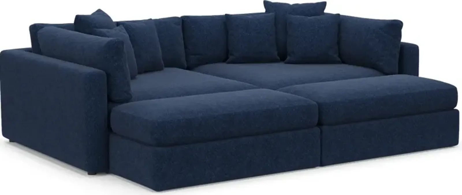 Haven 2-Piece Media Sofa and 2 Ottomans - Oslo Navy