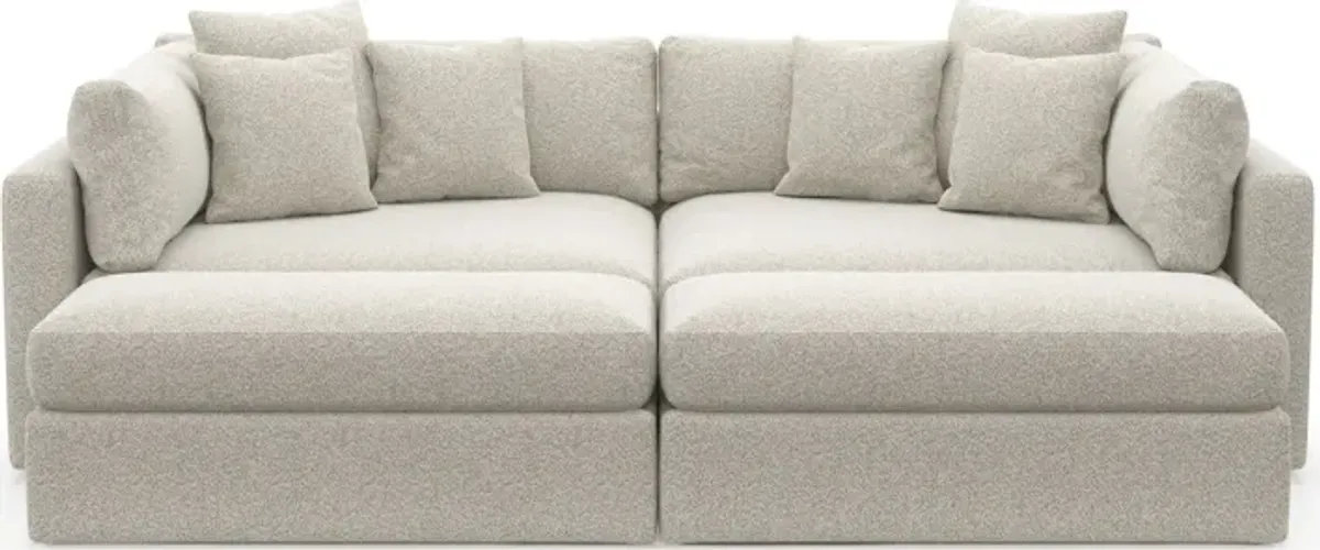 Haven Foam Comfort 2-Piece Media Sofa and 2 Ottomans - Muse Stone