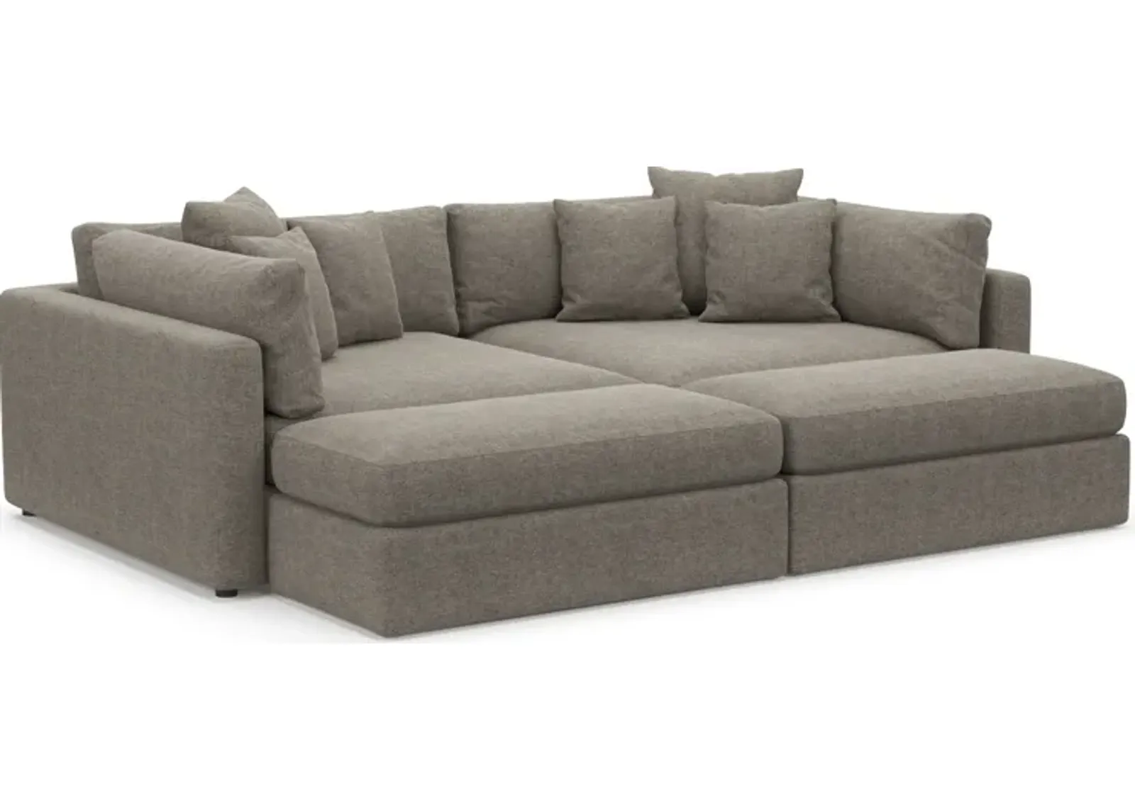 Haven Foam Comfort Eco Performance Fabric 2-Piece Media Sofa and 2 Ottomans - Bridger Metal