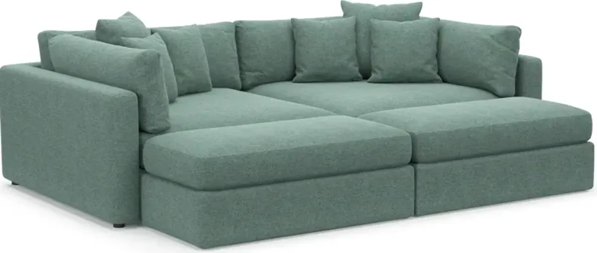 Haven Foam Comfort Eco Performance Fabric 2-Piece Media Sofa and 2 Ottomans - Bridger Jade