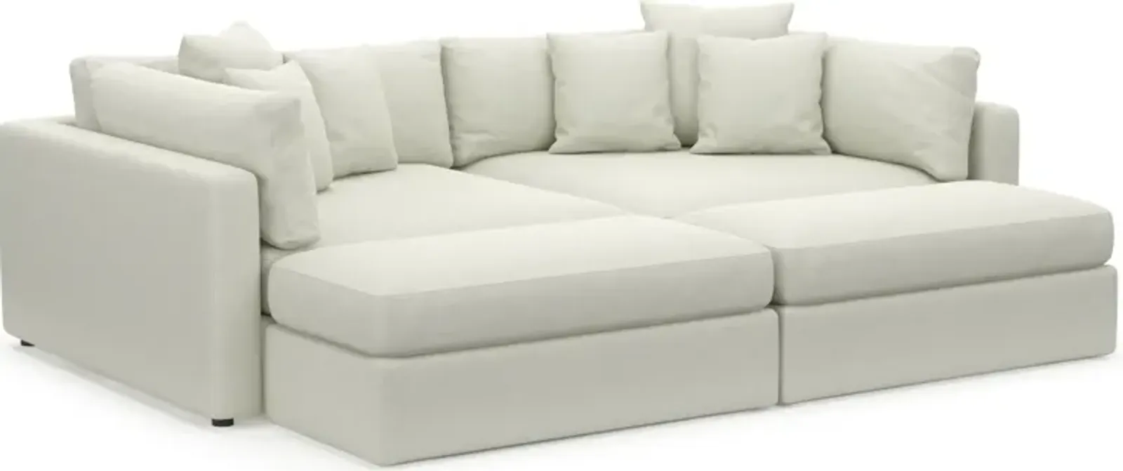 Haven Foam Comfort Eco Performance Fabric 2-Piece Media Sofa and 2 Ottomans - Liv Arctic