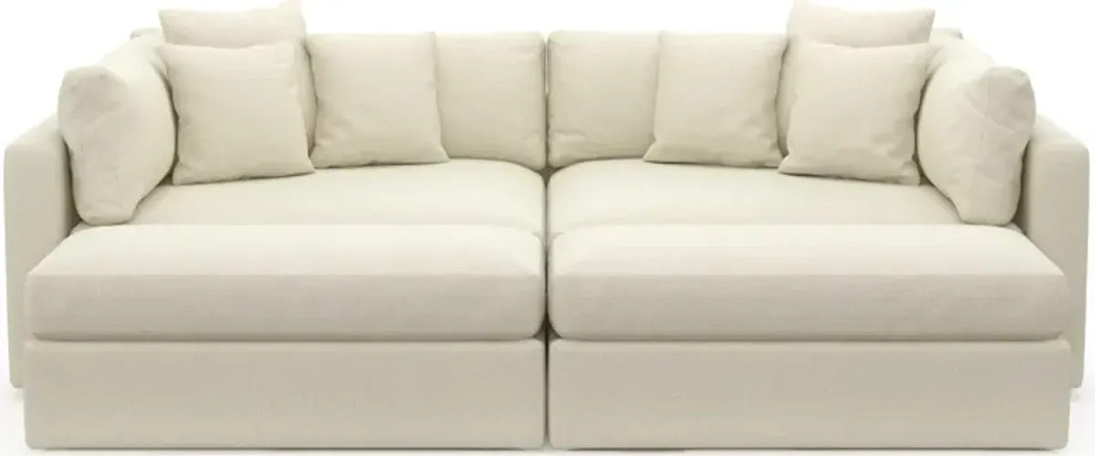 Haven Foam Comfort Eco Performance Fabric 2-Piece Media Sofa and 2 Ottomans - Fincher Ivory