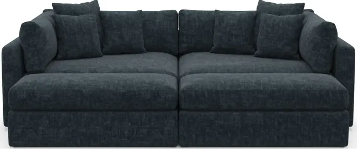 Haven Foam Comfort Eco Performance Fabric 2-Piece Media Sofa and 2 Ottomans - Argo Navy