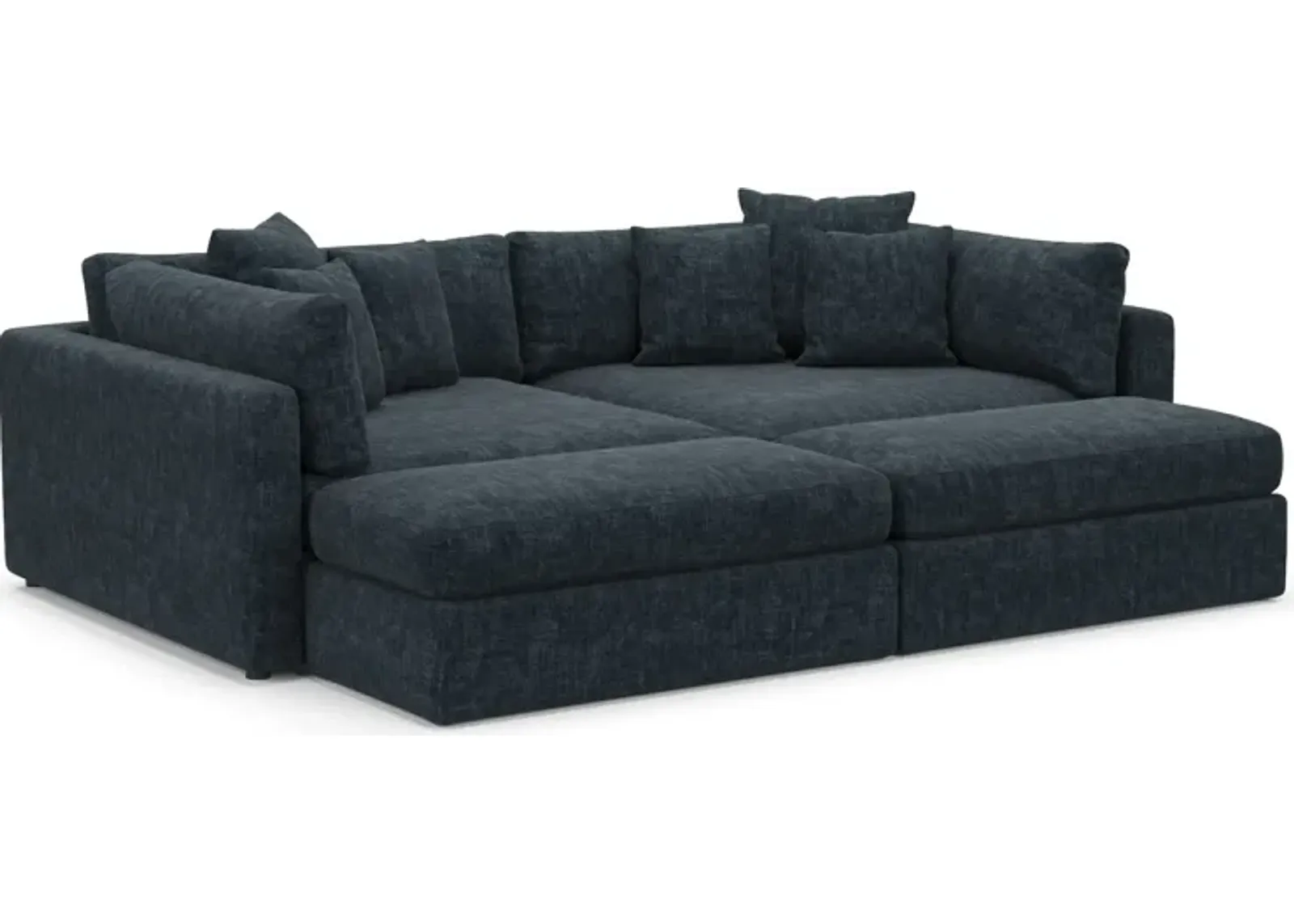 Haven Foam Comfort Eco Performance Fabric 2-Piece Media Sofa and 2 Ottomans - Argo Navy