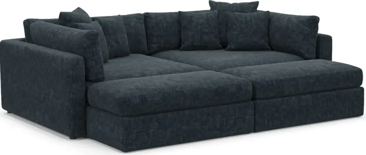 Haven Foam Comfort Eco Performance Fabric 2-Piece Media Sofa and 2 Ottomans - Argo Navy