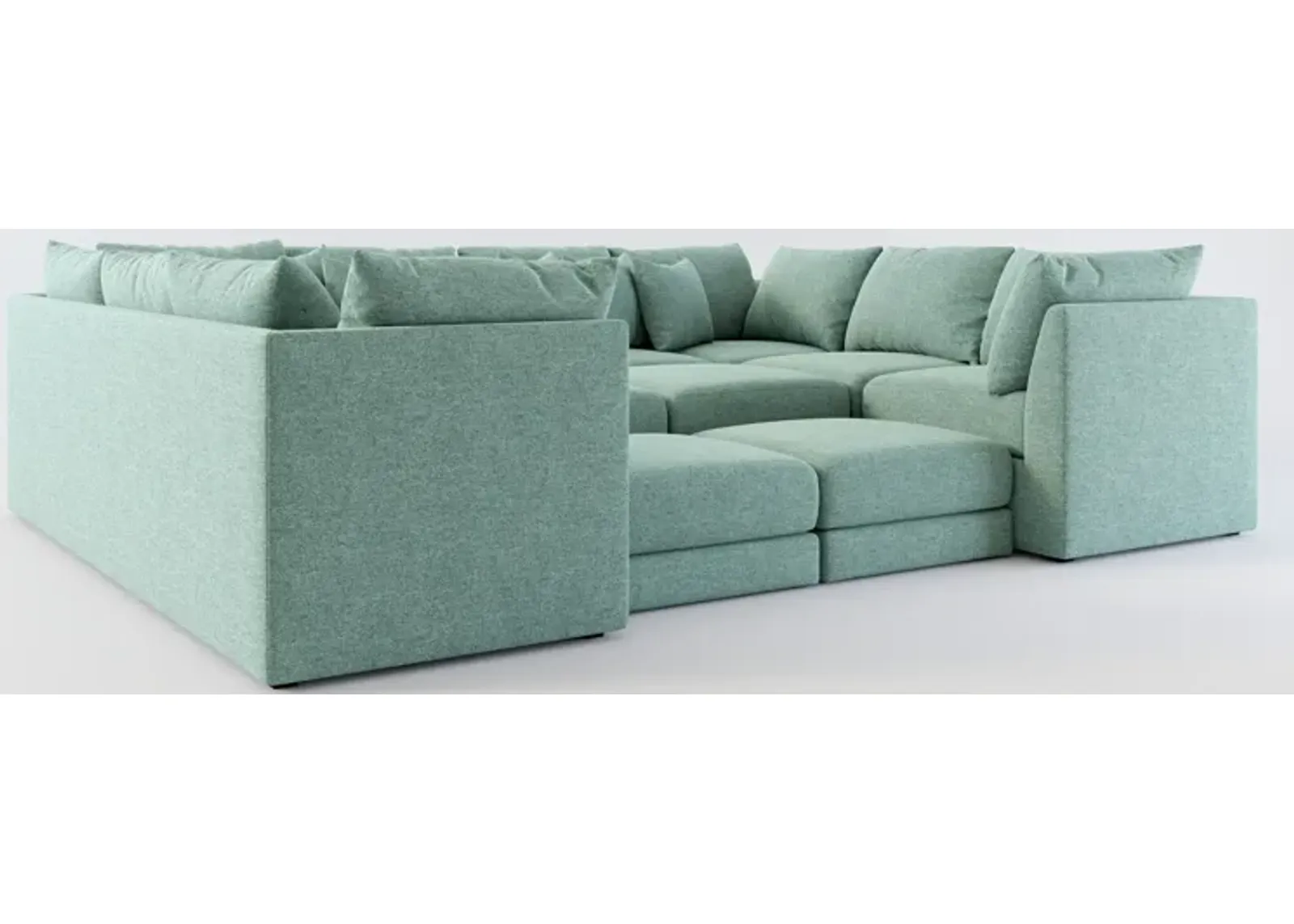 Nest Foam Comfort Eco Performance Fabric 9-Piece Sectional - Bridger Jade