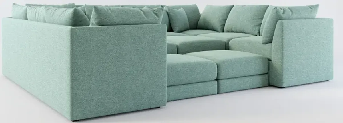 Nest Foam Comfort Eco Performance Fabric 9-Piece Sectional - Bridger Jade