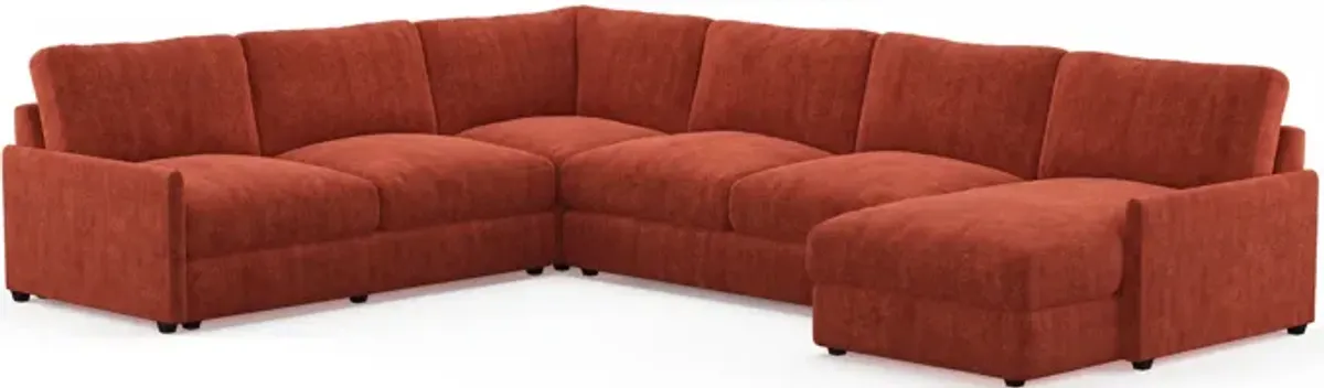 Jasper Foam Comfort 4-Piece Sectional with Right-Facing Chaise - Contessa Paprika