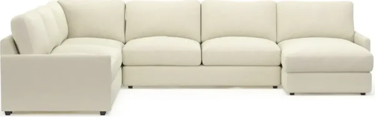 Jasper Foam Comfort Eco Performance Fabric 4-Piece Sectional w/ RAF Chaise - Fincher Ivory