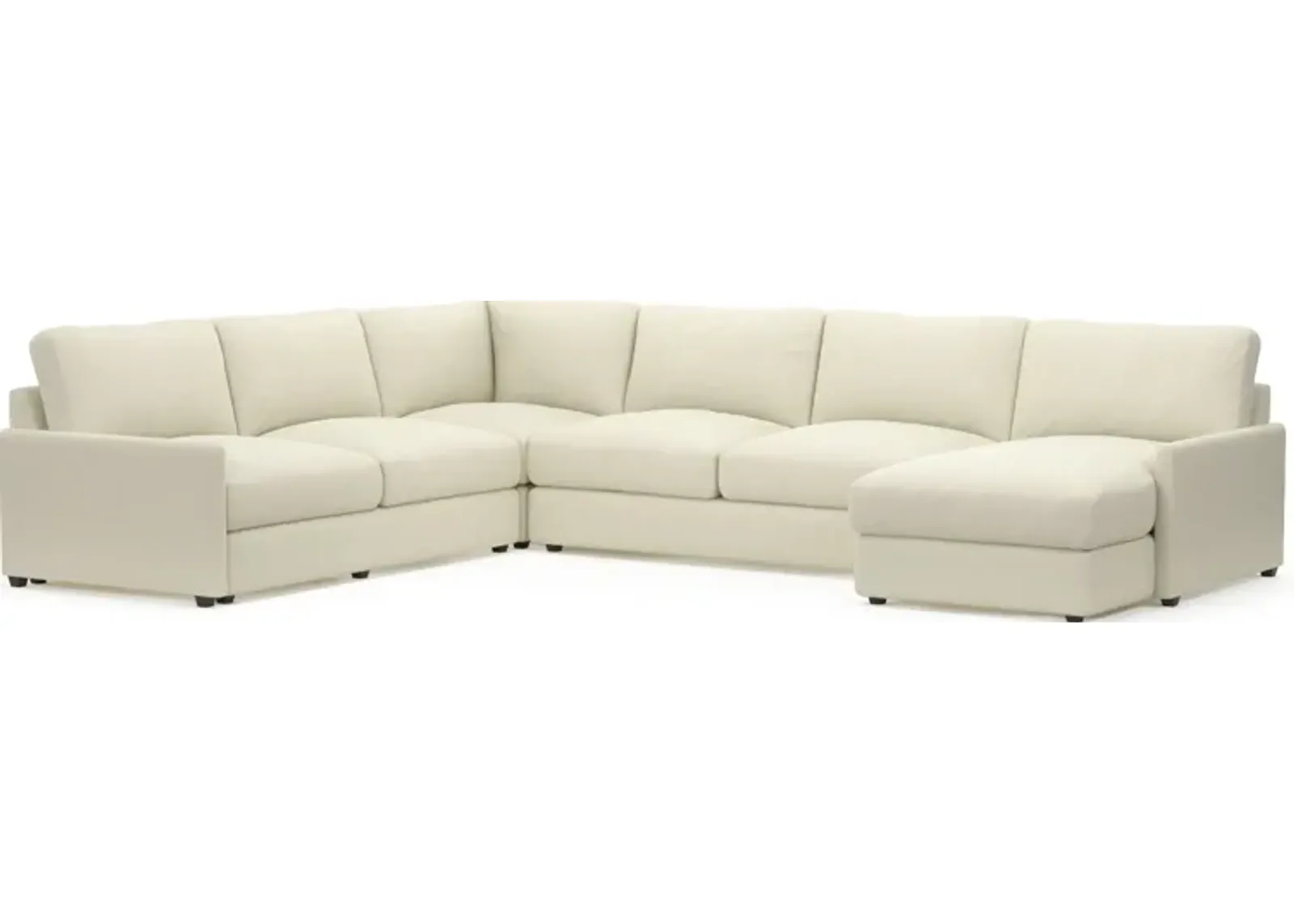 Jasper Foam Comfort Eco Performance Fabric 4-Piece Sectional w/ RAF Chaise - Fincher Ivory