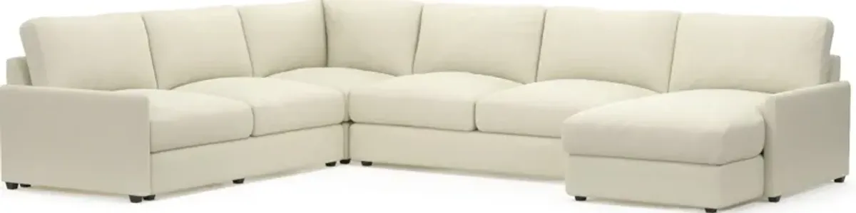 Jasper Foam Comfort Eco Performance Fabric 4-Piece Sectional w/ RAF Chaise - Fincher Ivory