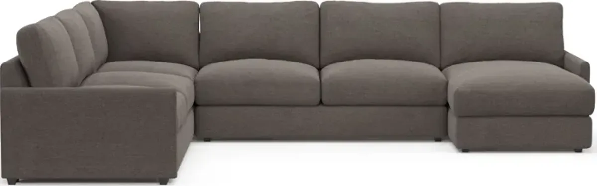 Jasper Foam Comfort Eco Performance Fabric 4-Piece Sectional w/ RAF Chaise - Presidio Steel