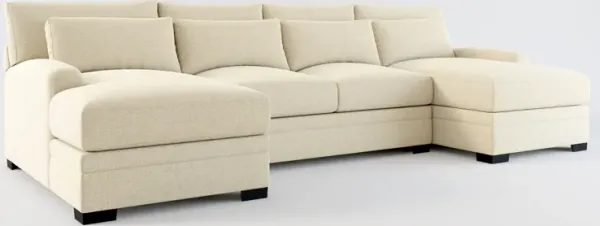 Winston Hybrid Comfort Eco Performance Fabric 3-Piece Sectional w/ Dual Chaise - Broderick Sand