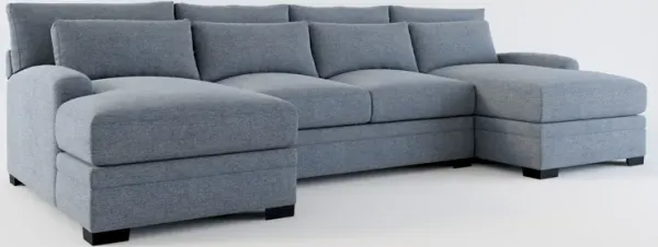 Winston Hybrid Comfort Eco Performance Fabric 3-Piece Sectional w/ Dual Chaise - Bridger Navy