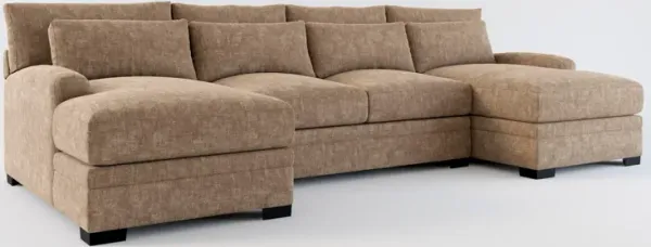 Winston Hybrid Comfort Eco Performance Fabric 3-Piece Sectional w/ Dual Chaise - Argo Java