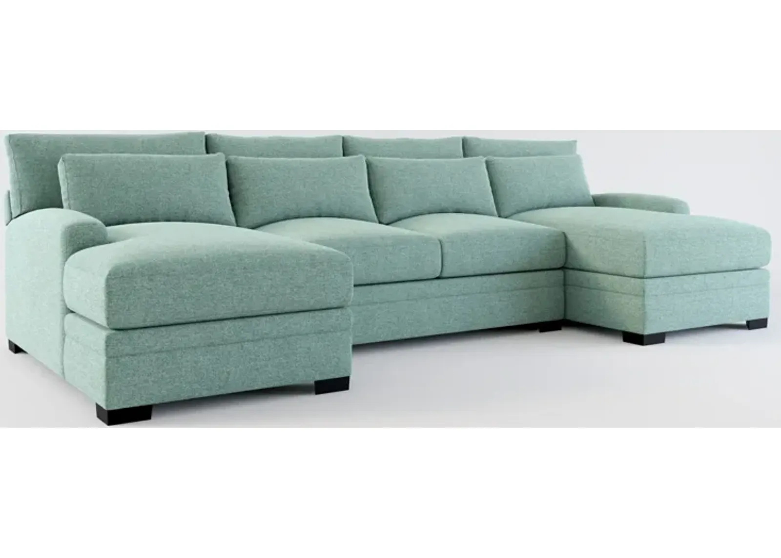 Winston Foam Comfort Eco Performance Fabric 3-Piece Sectional w/ Dual Chaise - Bridger Jade