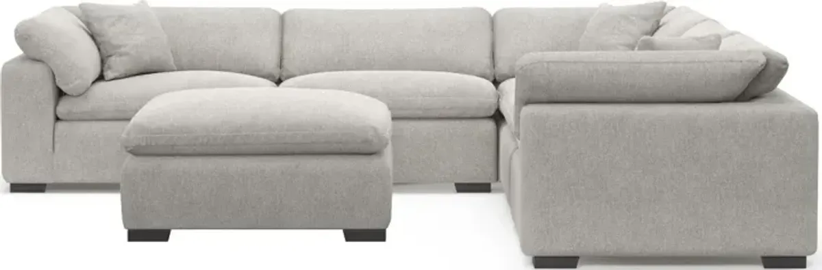 Plush Feathered Comfort 5-Piece Sectional and Ottoman - Burmese Granite