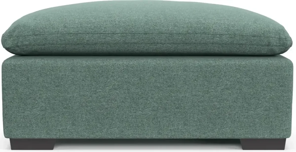 Plush Core Comfort Eco Performance Fabric Ottoman - Bridger Jade