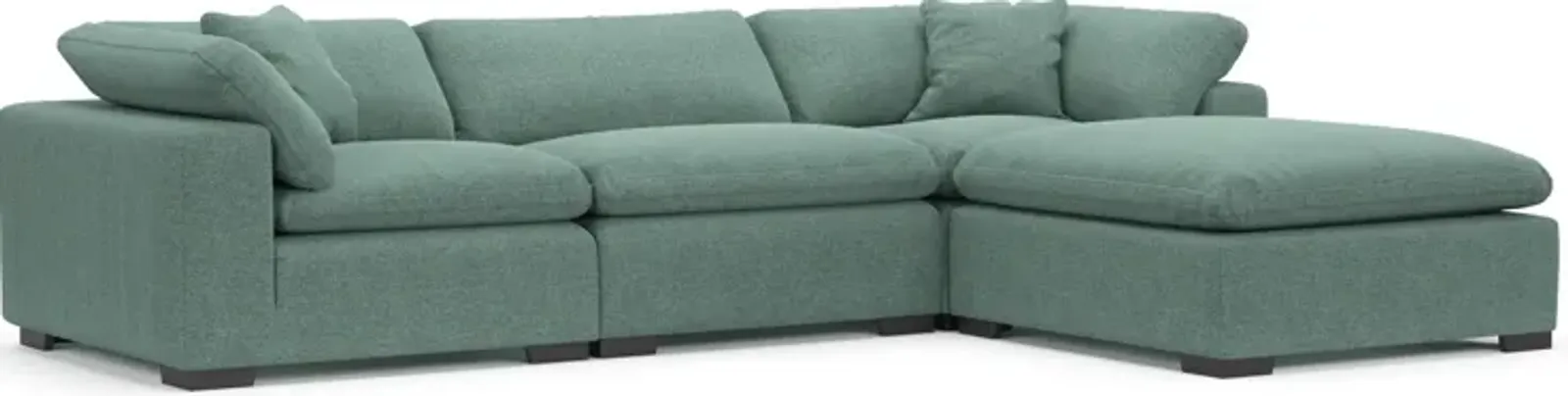 Plush Core Comfort Eco Performance Fabric 3-Piece Sofa and Ottoman - Bridger Jade