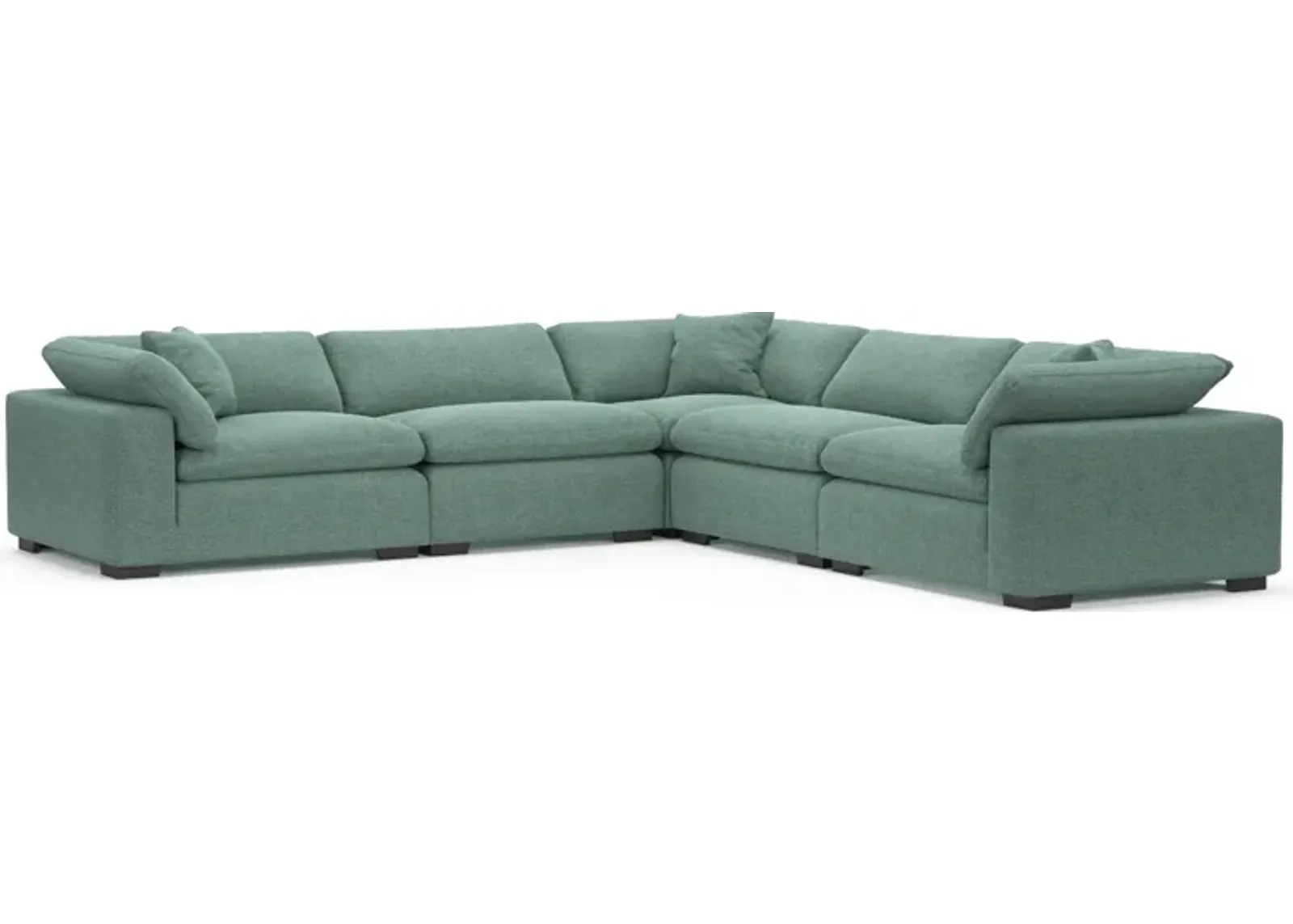 Plush Core Comfort Eco Performance Fabric 5-Piece Sectional - Bridger Jade