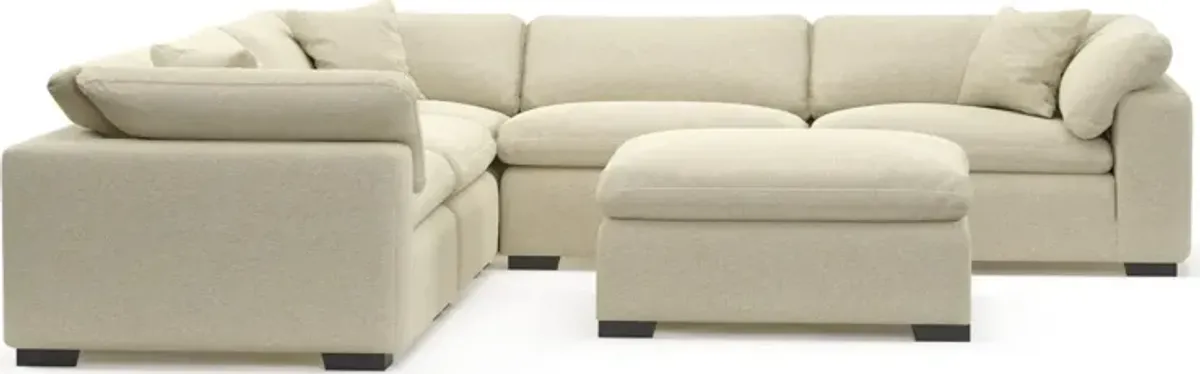 Plush Core Comfort Eco Performance Fabric 5-Piece Sectional and Ottoman - Bridger Shell