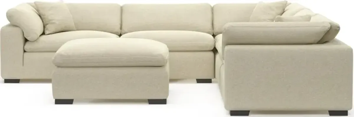 Plush Core Comfort Eco Performance Fabric 5-Piece Sectional and Ottoman - Bridger Shell