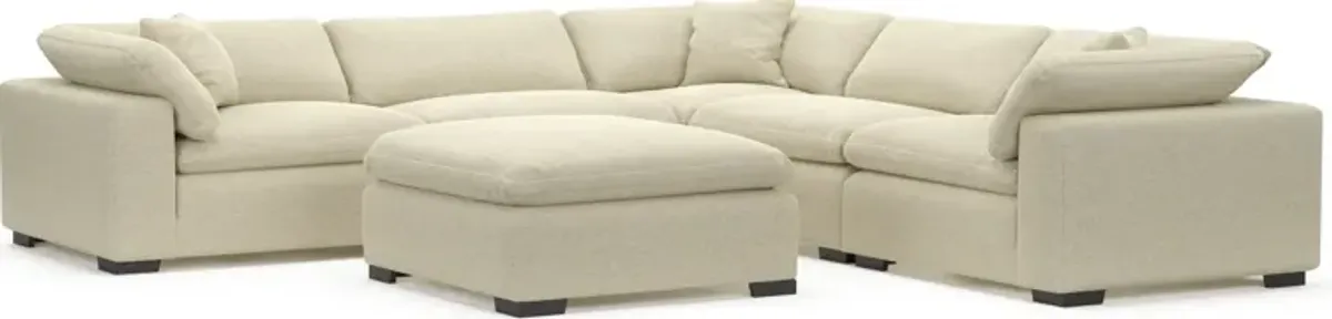 Plush Core Comfort Eco Performance Fabric 5-Piece Sectional and Ottoman - Bridger Shell