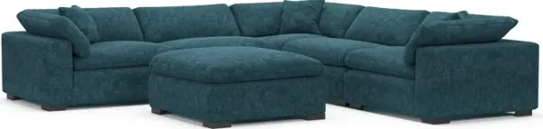 Plush Core Comfort Eco Performance Fabric 5-Piece Sectional and Ottoman - Argo Tropic