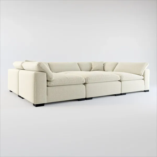 Plush Core Comfort Eco Performance Fabric 6-Piece Pit Sectional - Broderick Charcoal