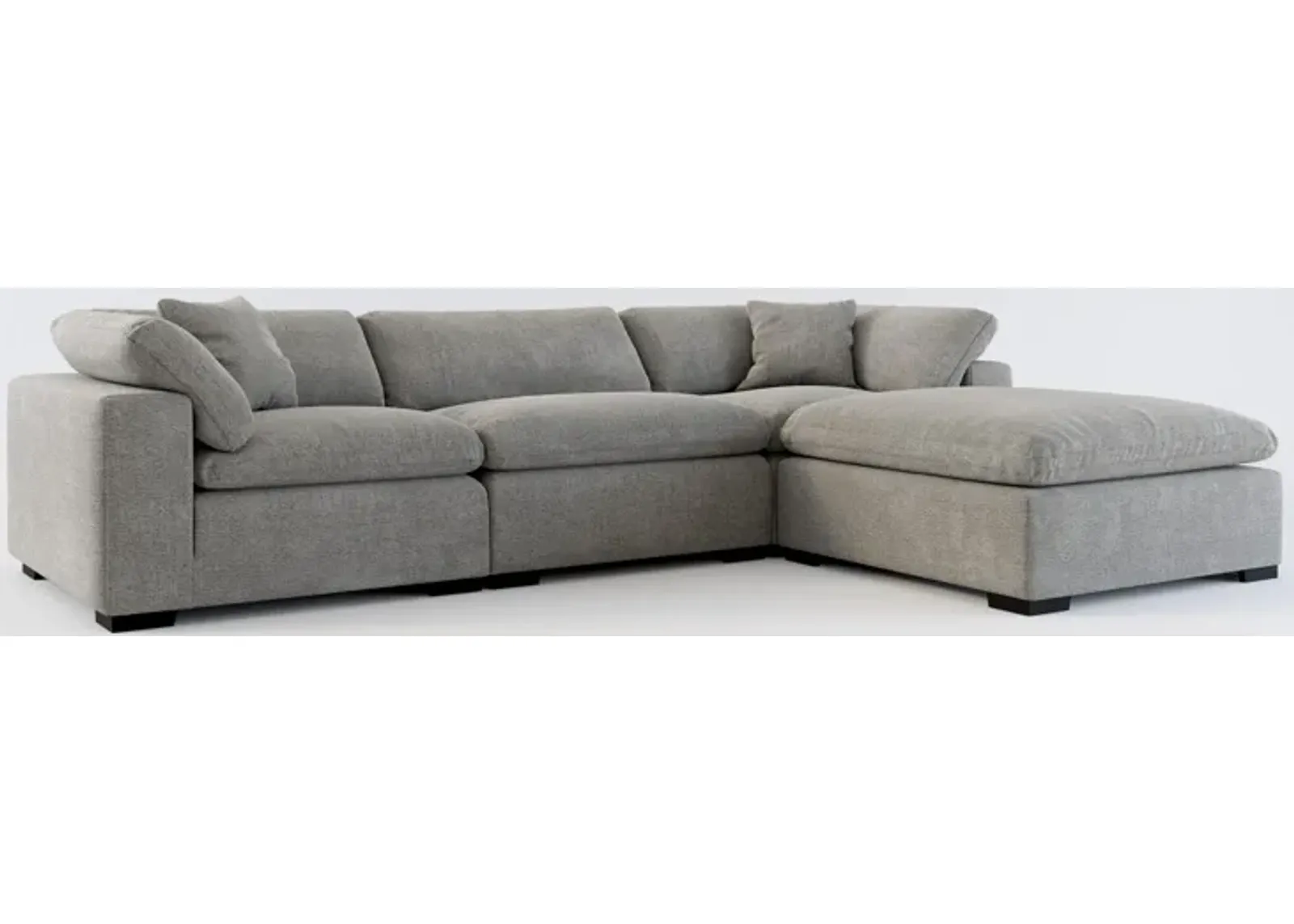 Plush Core Comfort 3-Piece Sofa and Ottoman - Living Large Charcoal