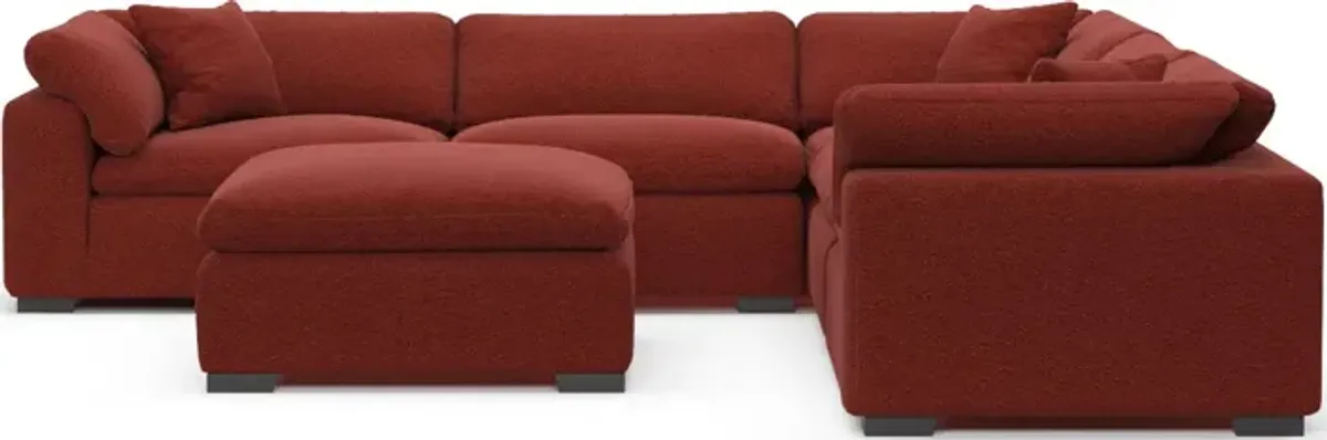 Plush Core Comfort 5-Piece Sectional and Ottoman - Bloke Brick