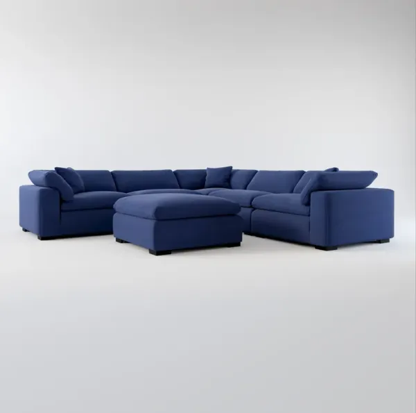 Plush Core Comfort 5-Piece Sectional and Ottoman - Abington Indigo