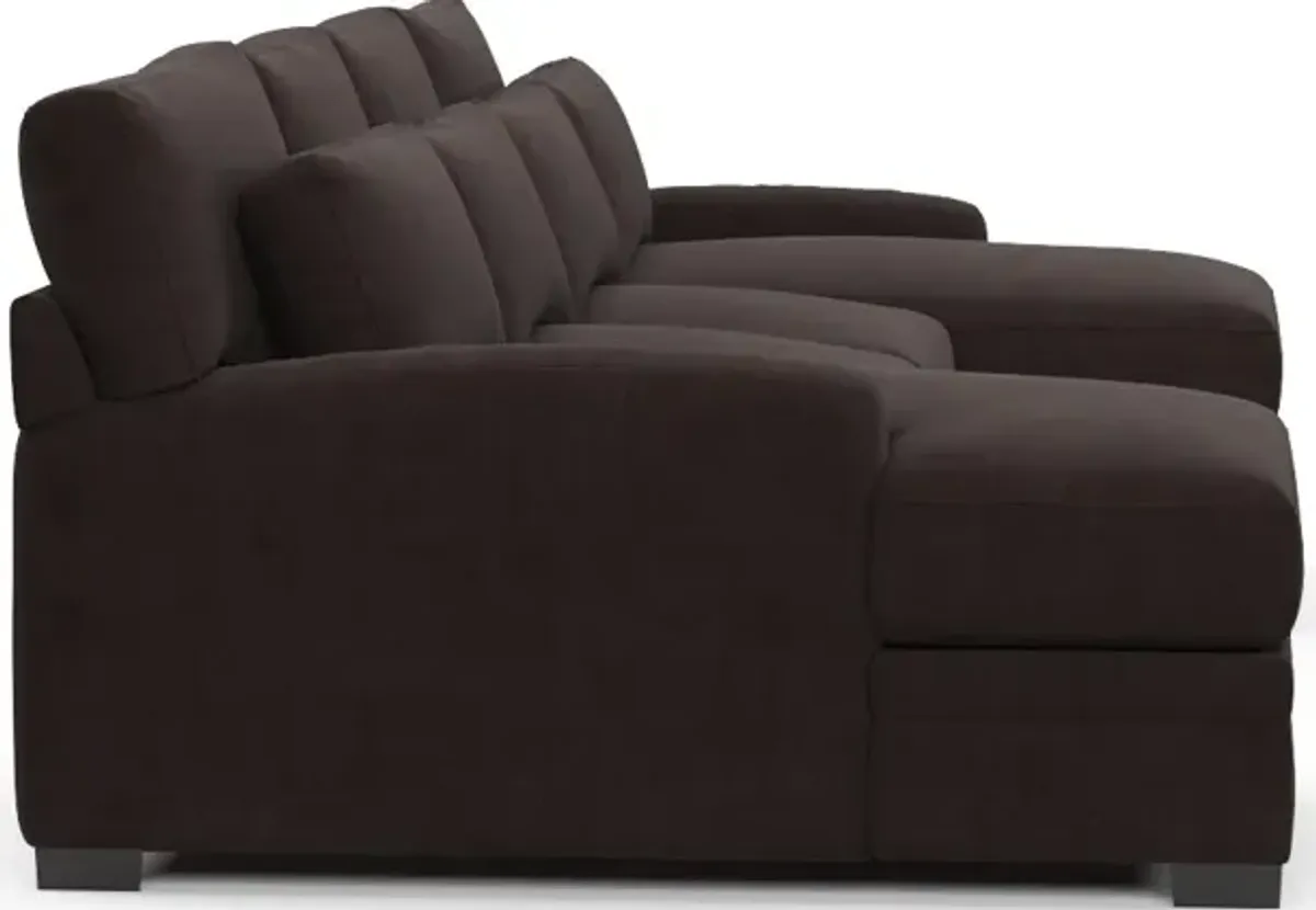 Winston Hybrid Comfort 3-Piece Sectional with Dual Chaise - Merrimac Dark Brown