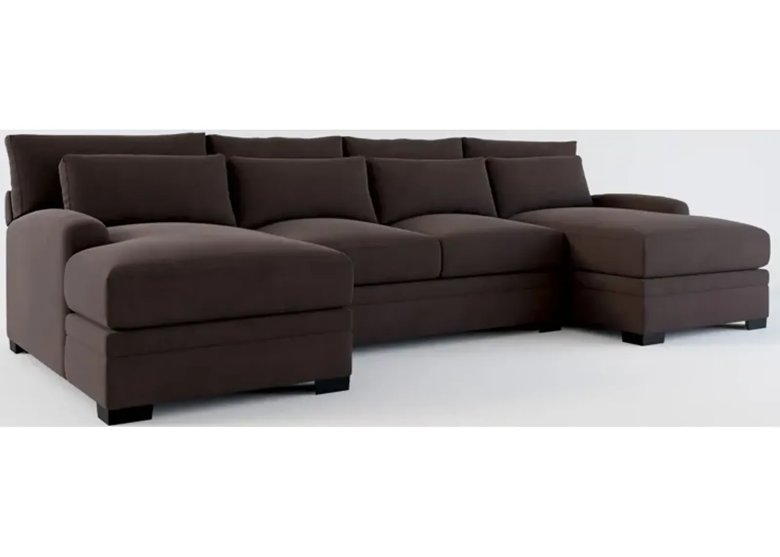 Winston Hybrid Comfort 3-Piece Sectional with Dual Chaise - Merrimac Dark Brown