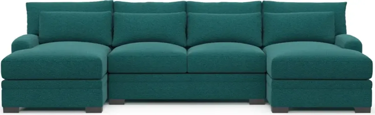 Winston Foam Comfort 3-Piece Sectional with Dual Chaise - Bloke Peacock