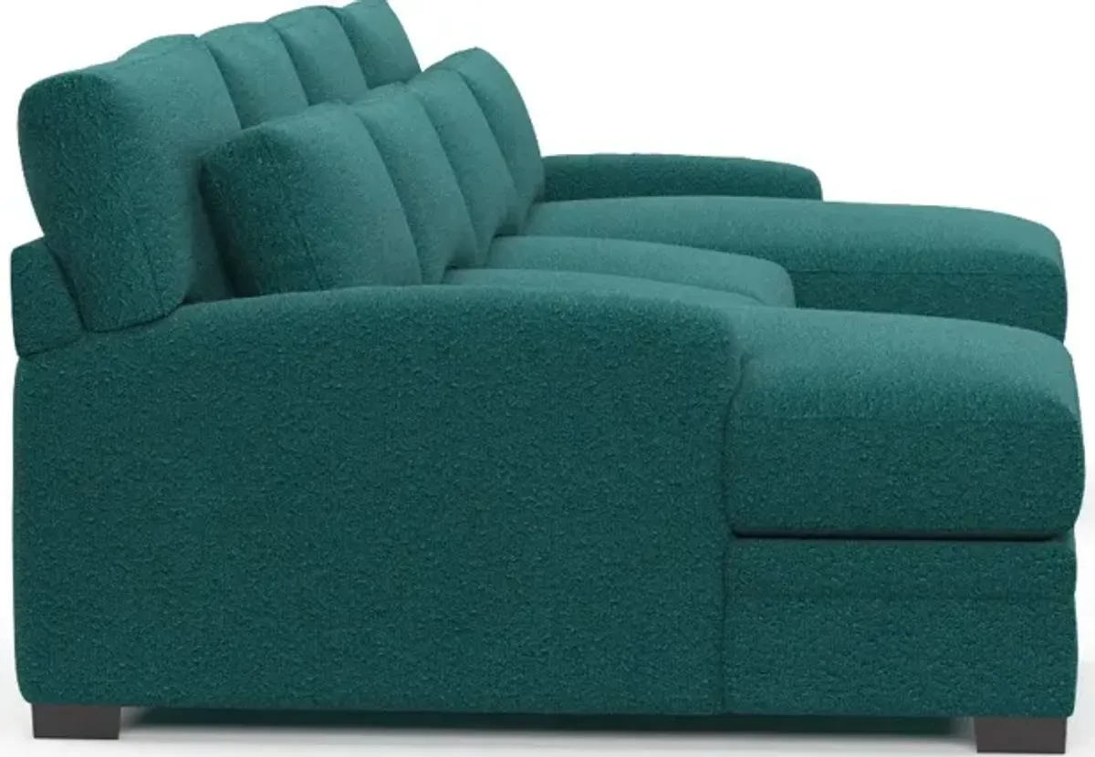 Winston Foam Comfort 3-Piece Sectional with Dual Chaise - Bloke Peacock