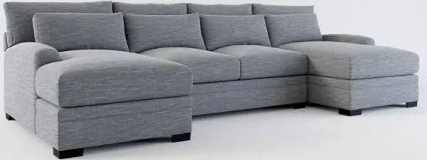 Winston Foam Comfort 3-Piece Sectional with Dual Chaise - Dudley Indigo