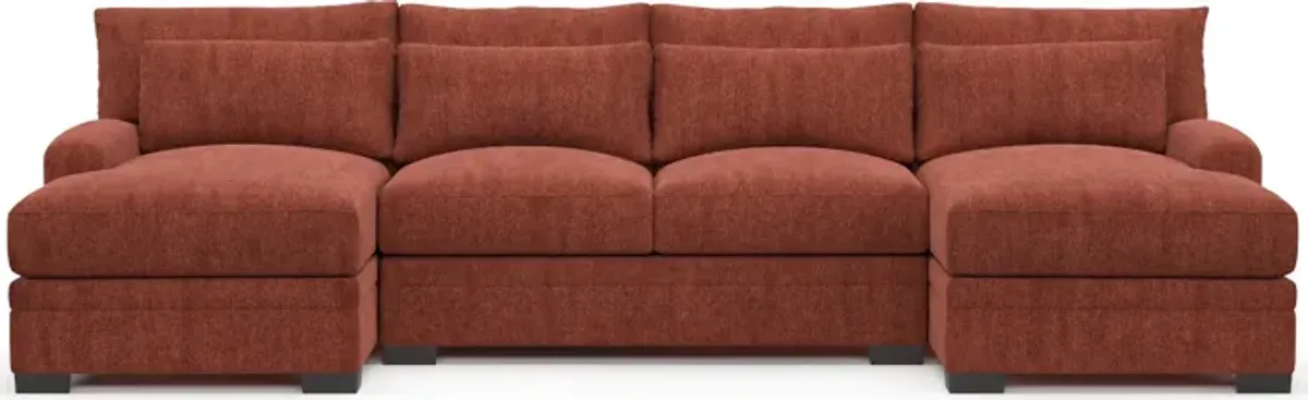 Winston Foam Comfort 3-Piece Sectional with Dual Chaise - Contessa Paprika