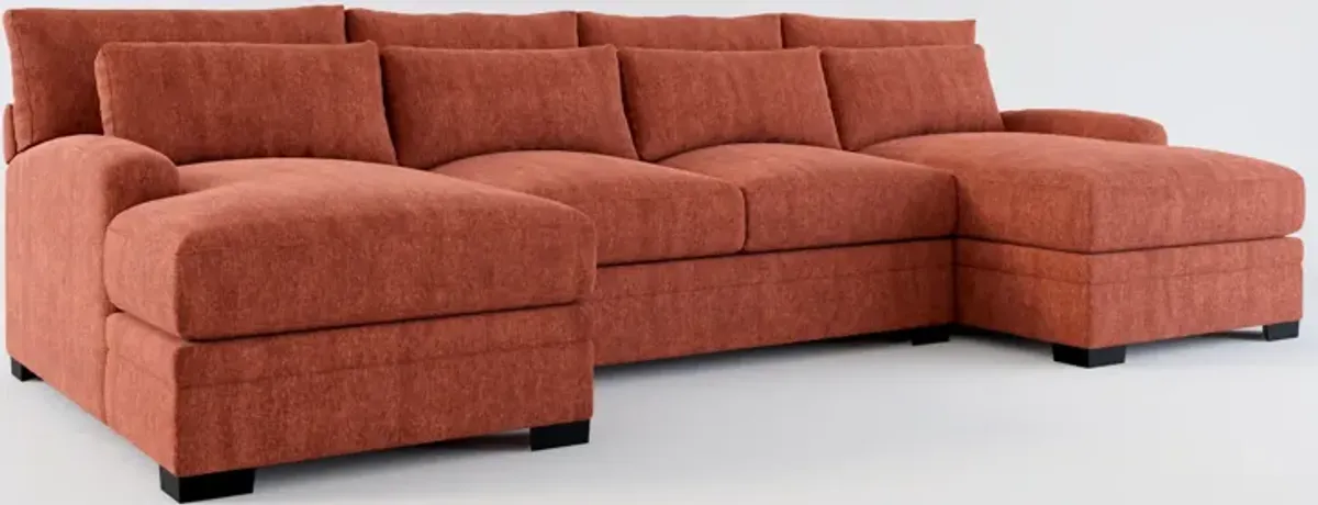 Winston Foam Comfort 3-Piece Sectional with Dual Chaise - Contessa Paprika