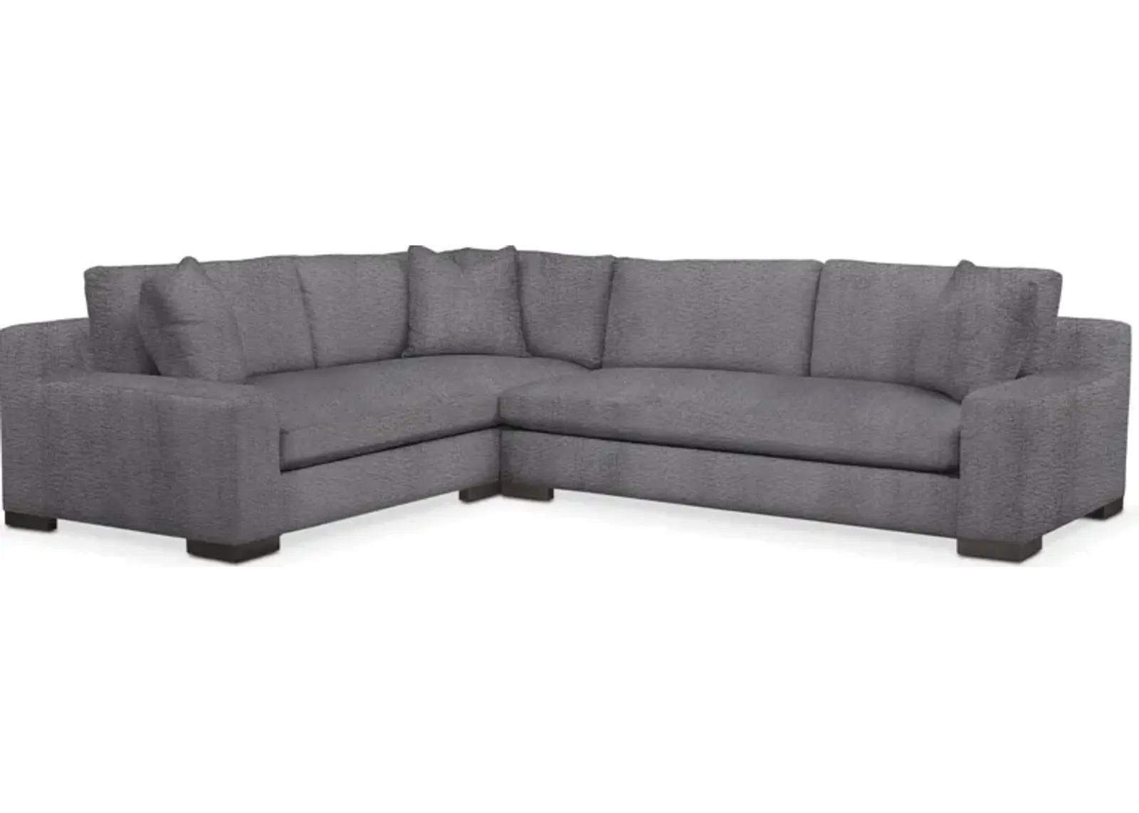 Ethan Comfort 2 Piece Large Sectional with Right-Facing Sofa - Living Large Charcoal