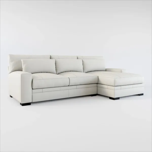 Winston 2-Piece Leather Foam Comfort Sectional With Right-Facing Chaise - Siena Snow