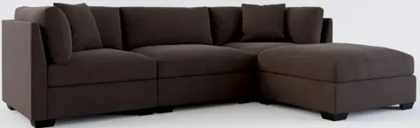 Beckham Foam Comfort 3-Piece Sofa and Ottoman - Merrimac Dark Brown