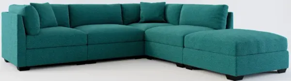 Beckham Foam Comfort 4-Piece Sectional and Ottoman - Bloke Peacock