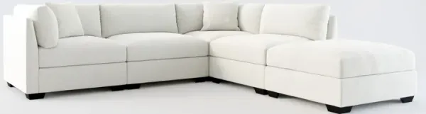 Beckham Foam Comfort 4-Piece Sectional and Ottoman - Oslo Snow