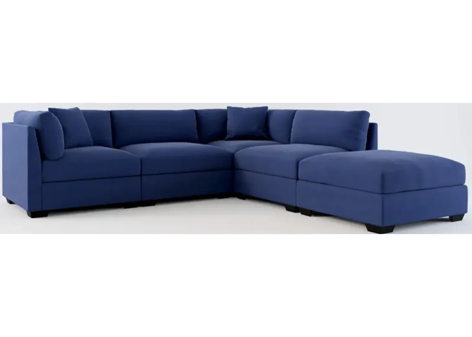 Beckham Foam Comfort 4-Piece Sectional and Ottoman - Abington Indigo