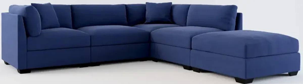 Beckham Foam Comfort 4-Piece Sectional and Ottoman - Abington Indigo