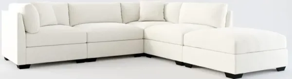 Beckham Foam Comfort 4-Piece Sectional and Ottoman - Living Large White