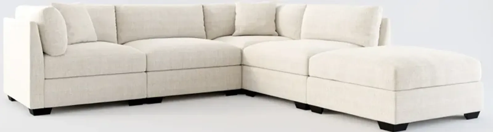 Beckham Foam Comfort 4-Piece Sectional and Ottoman - Mason Porcelain