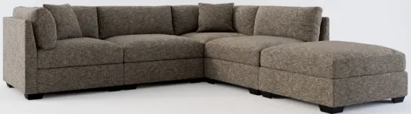 Beckham Foam Comfort 4-Piece Sectional and Ottoman - M Walnut